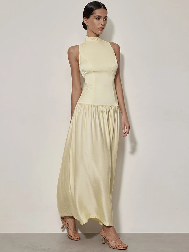 Cut Out Back Satin Maxi Dress