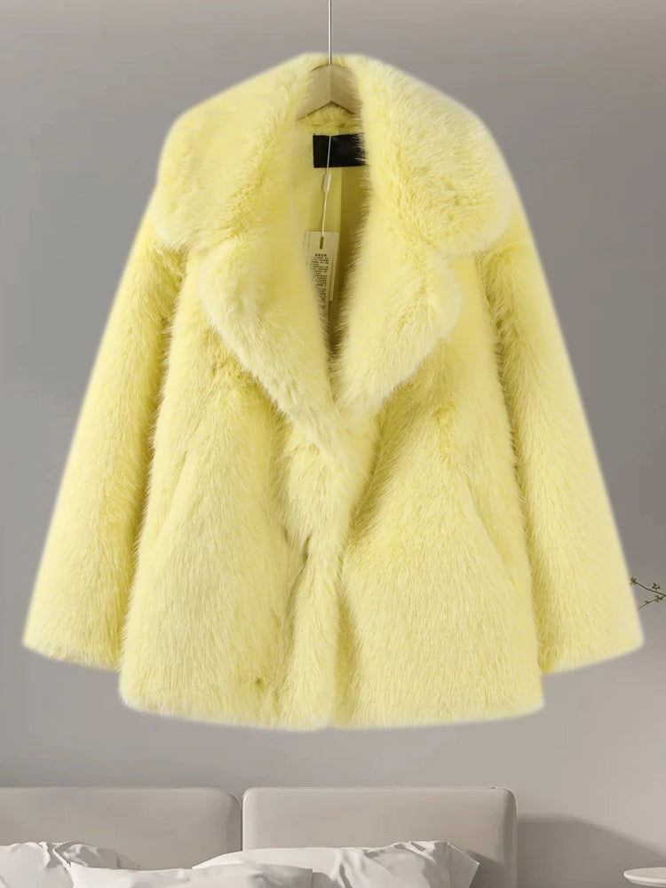 Yellow Faux Fur Coat