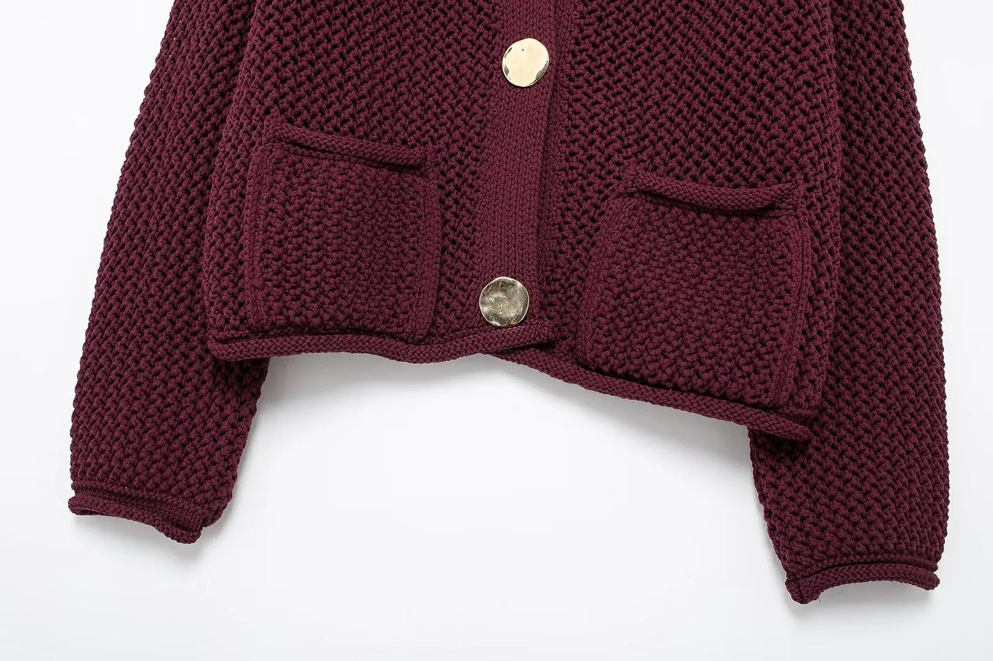 Knitted Cropped Cardigan With Decorative buttons