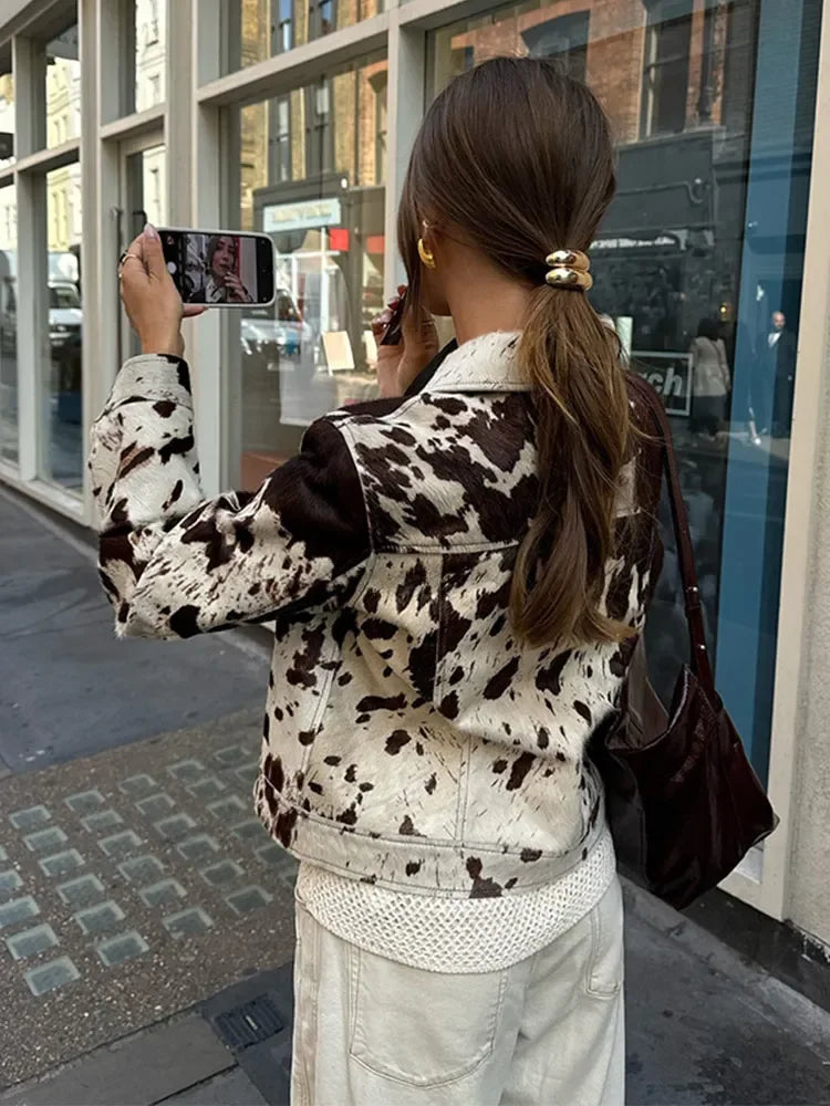 Cow Hide Print Short Jacket