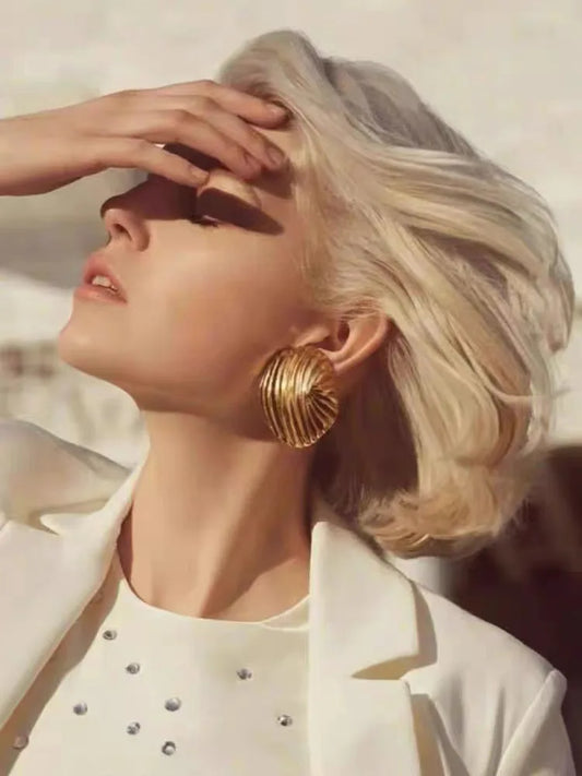 Big Metal Shell Effect Earrings