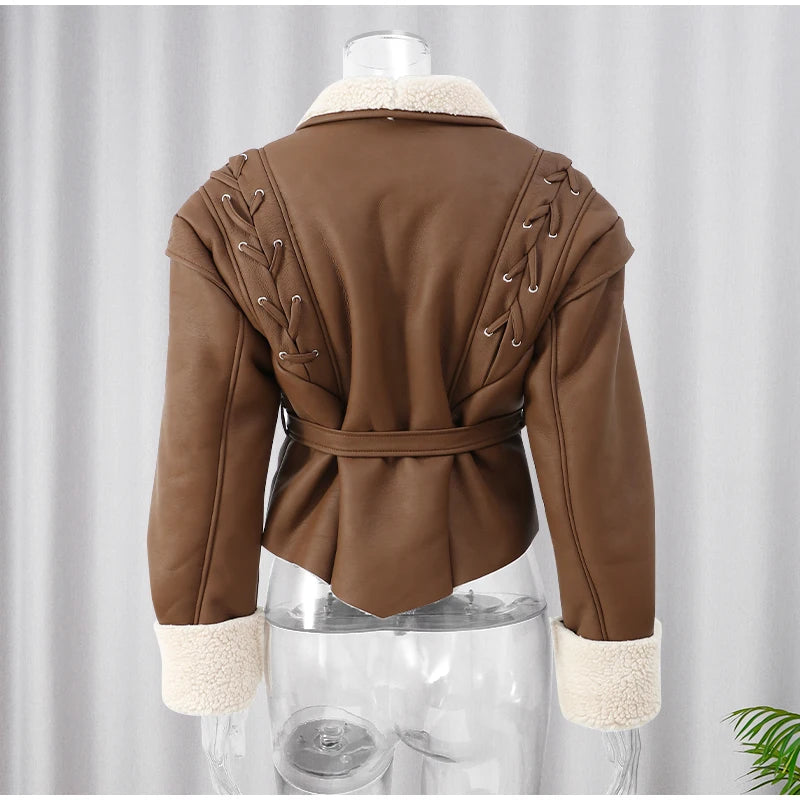 Assimetric Shearling Leather Jacket