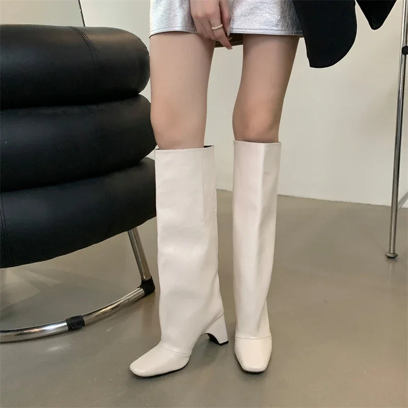 Square Heels Knee-High Boots