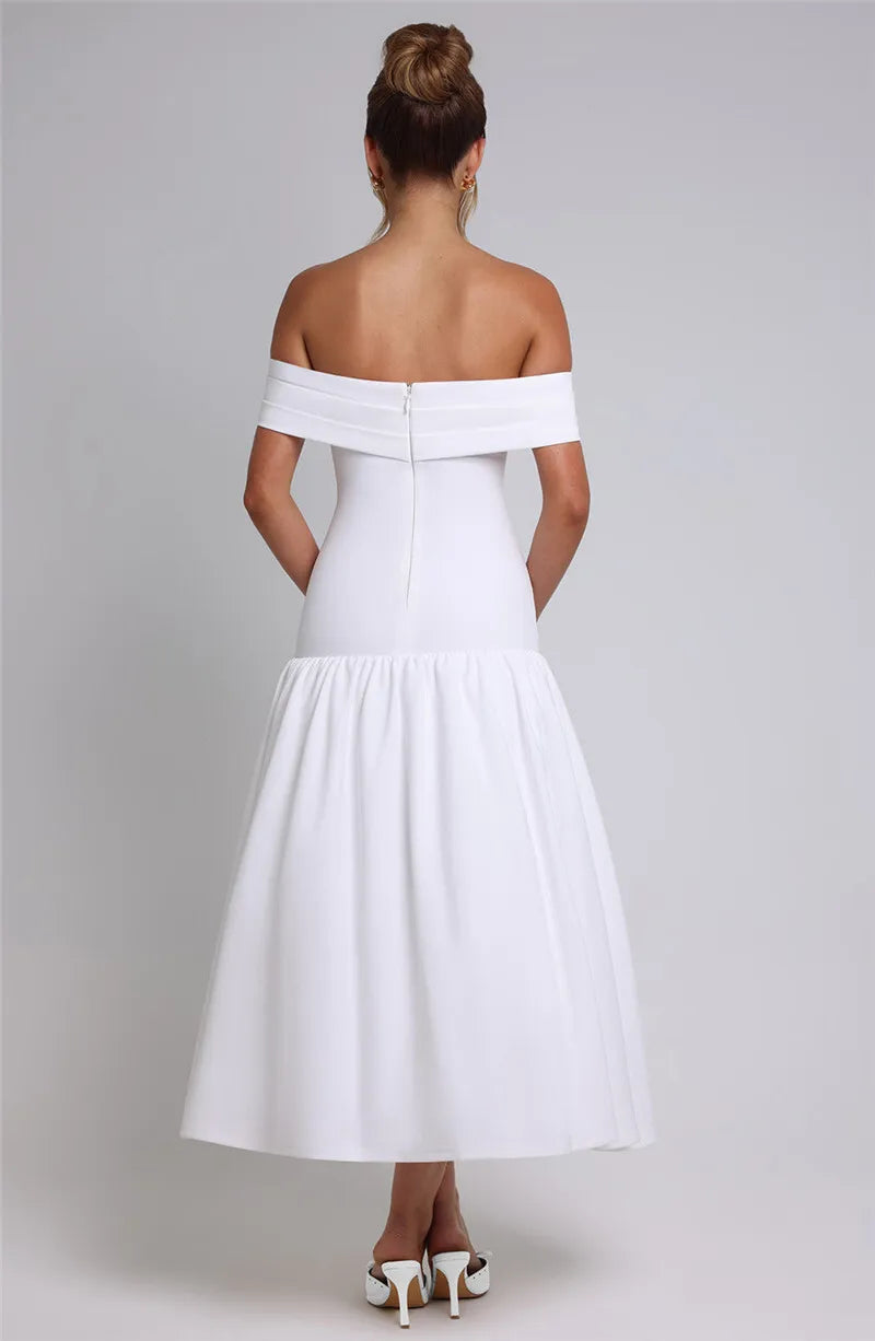 Off-shoulder Backless Sexy Midi Dress