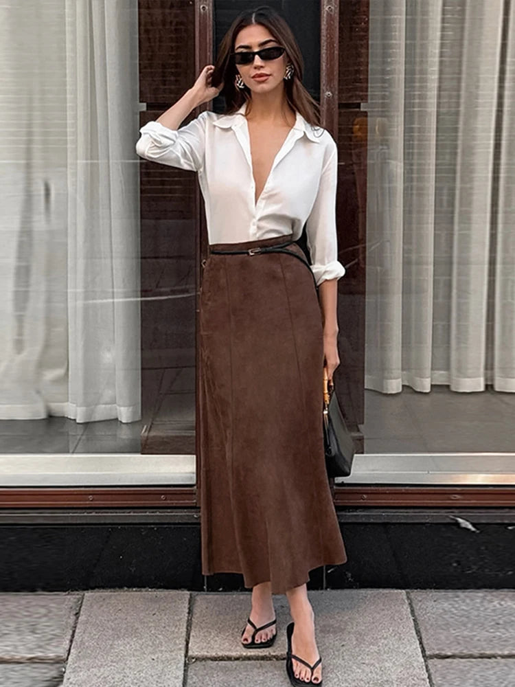 Suede Midi Skirt