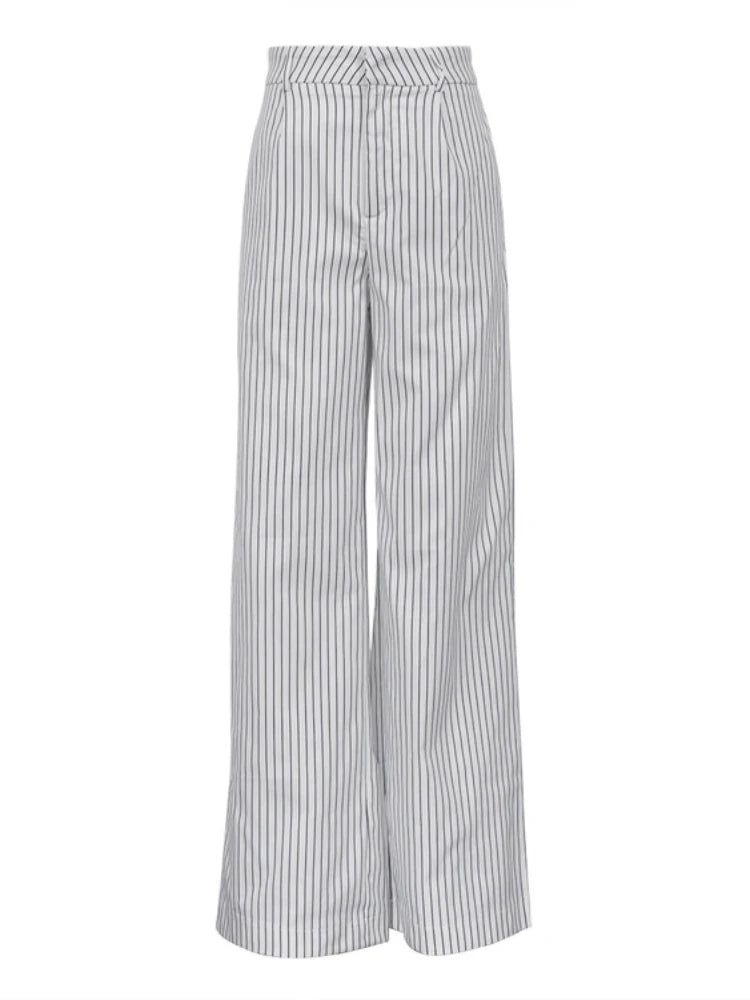 Black White stripe Wide Leg Pants