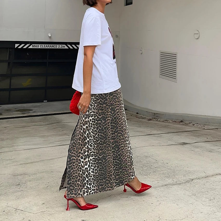 Leopard Print Maxi Skirt