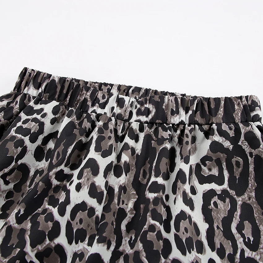 Leopard Print Wide Leg Flowy Pants