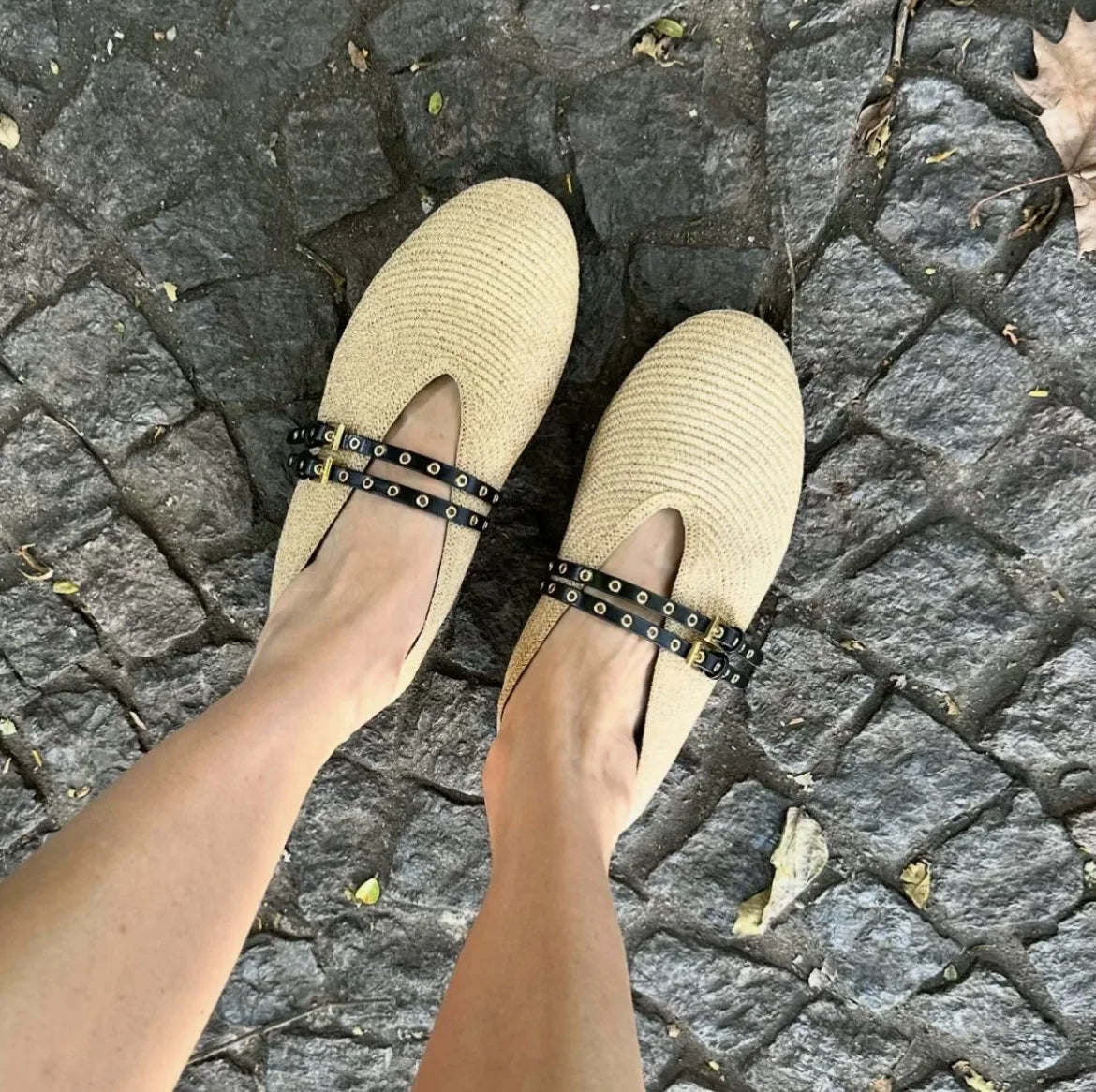 Woven Flats With Belt