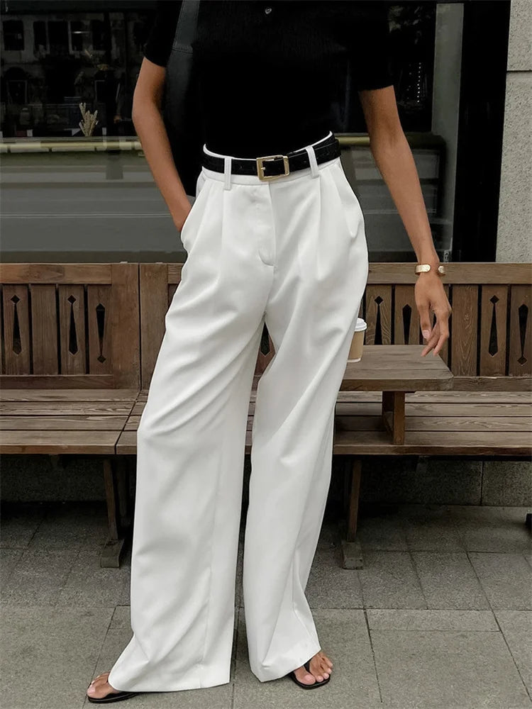 High Waist Pocket Trousers With Pleats