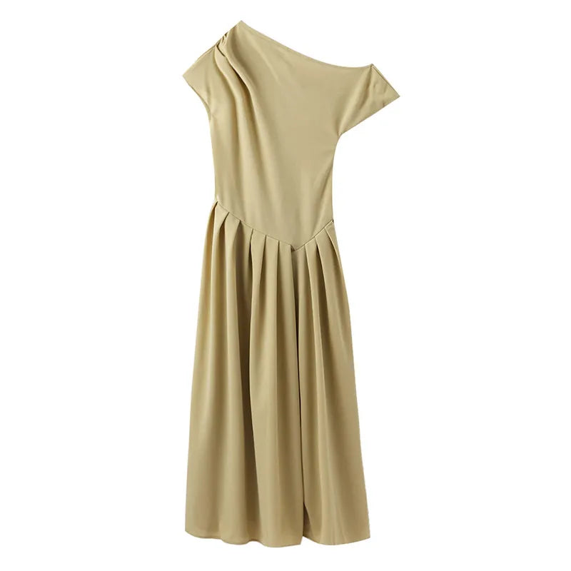 Assymetric Pleated Midi Dress