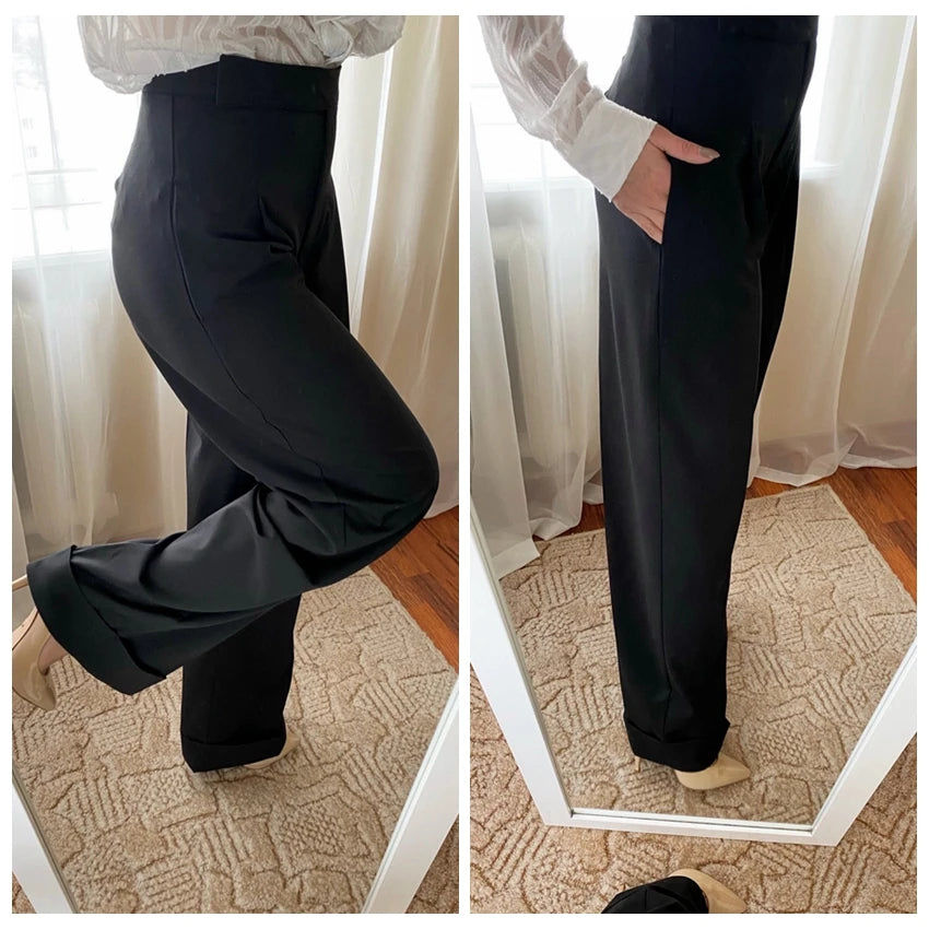 High Waist Pants Pleated Wide Leg