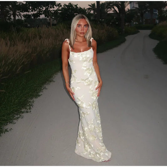 Embroidery Floral Strap Dress
