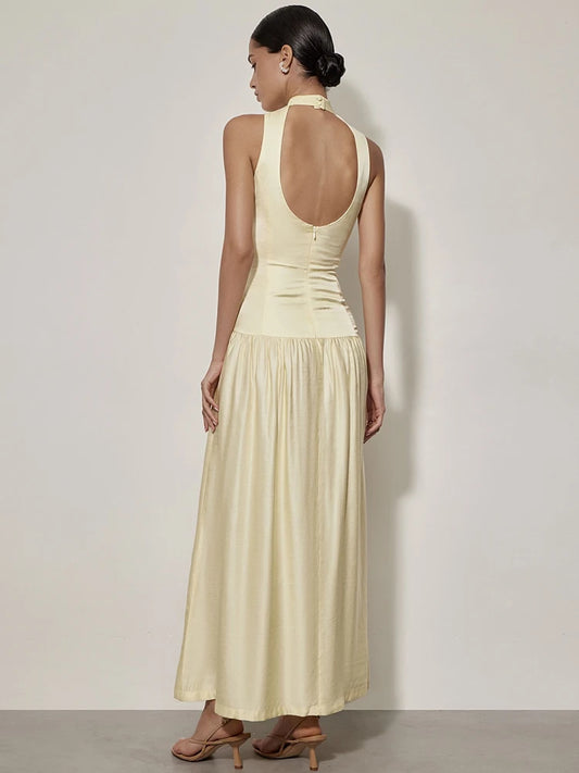 Cut Out Back Satin Maxi Dress