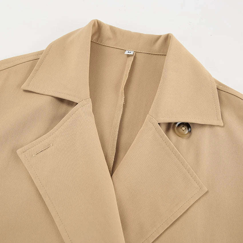 Double-Breasted Long Trench Coat