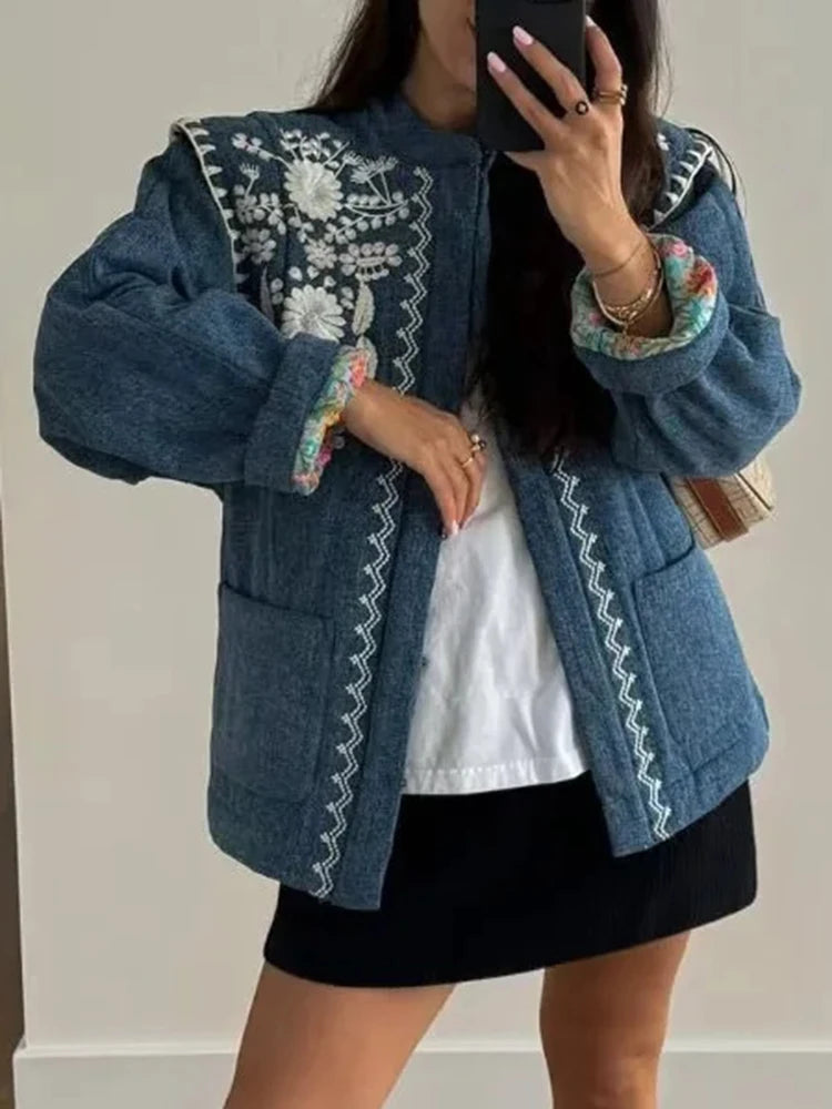 Embroidered Oversized Puffer Jacket