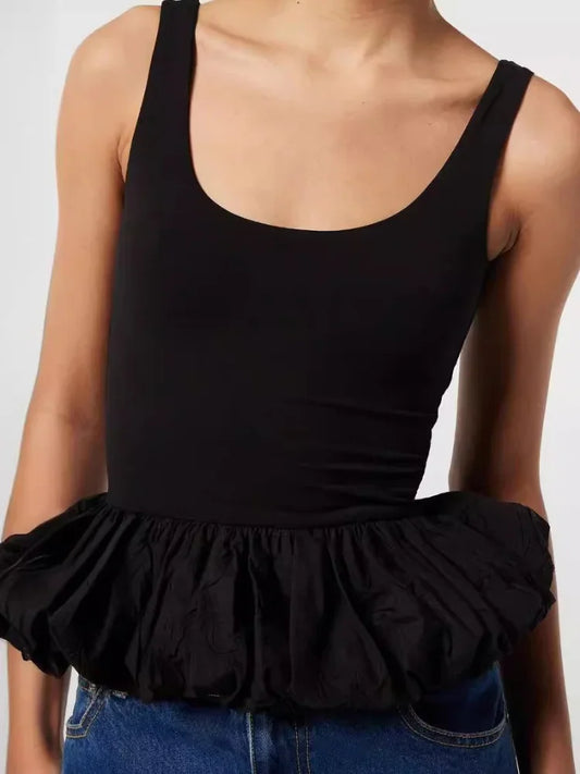 Drapped Frill Patchwork Tank Top 