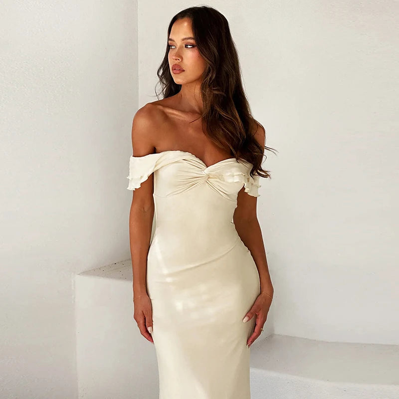 Off Shoulder Maxi Drapped Mermaid Long Dress