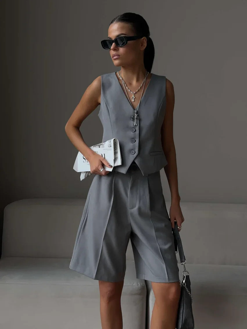 Vest and Shorts Suit Two-Piece Set