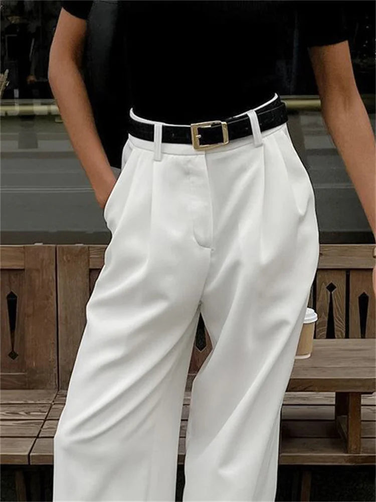 High Waist Pocket Trousers With Pleats