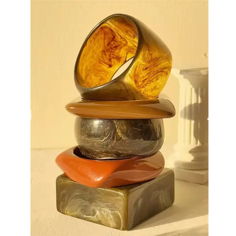 Chunky Brown Geometric Resin Bracelet