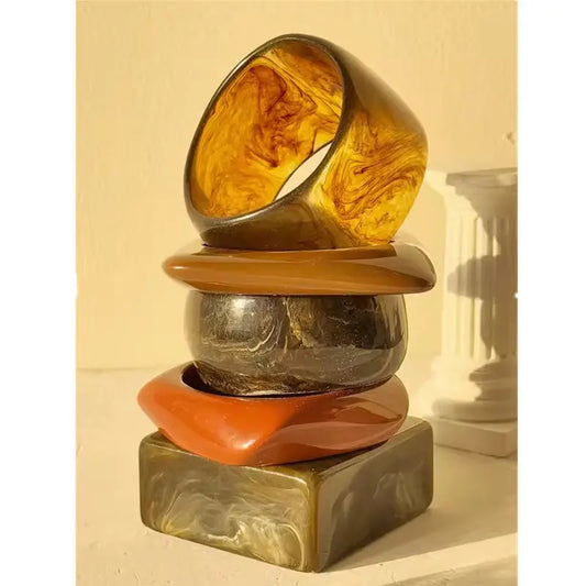 Chunky Brown Geometric Resin Bracelet