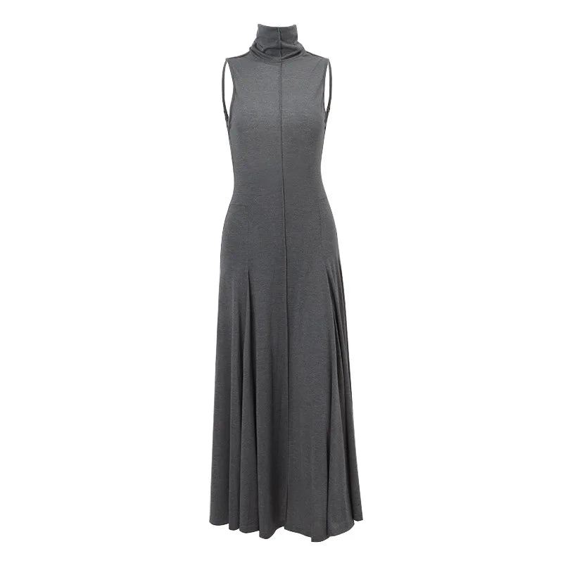 Turtleneck Sleeveless Bodycon Long Dress