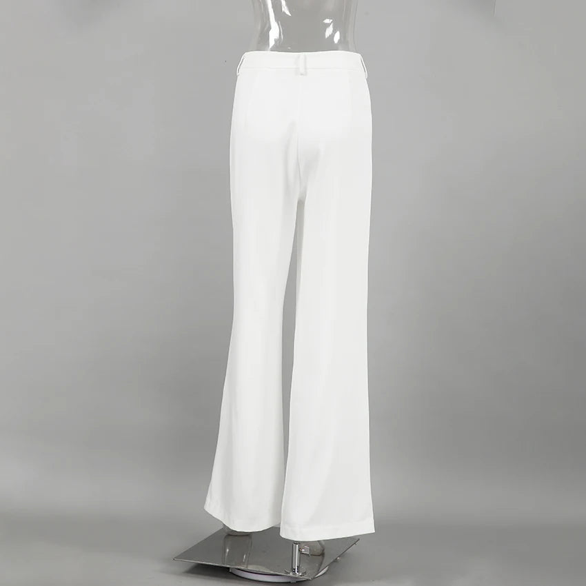 High Waist Floor-Length Pleated Trousers