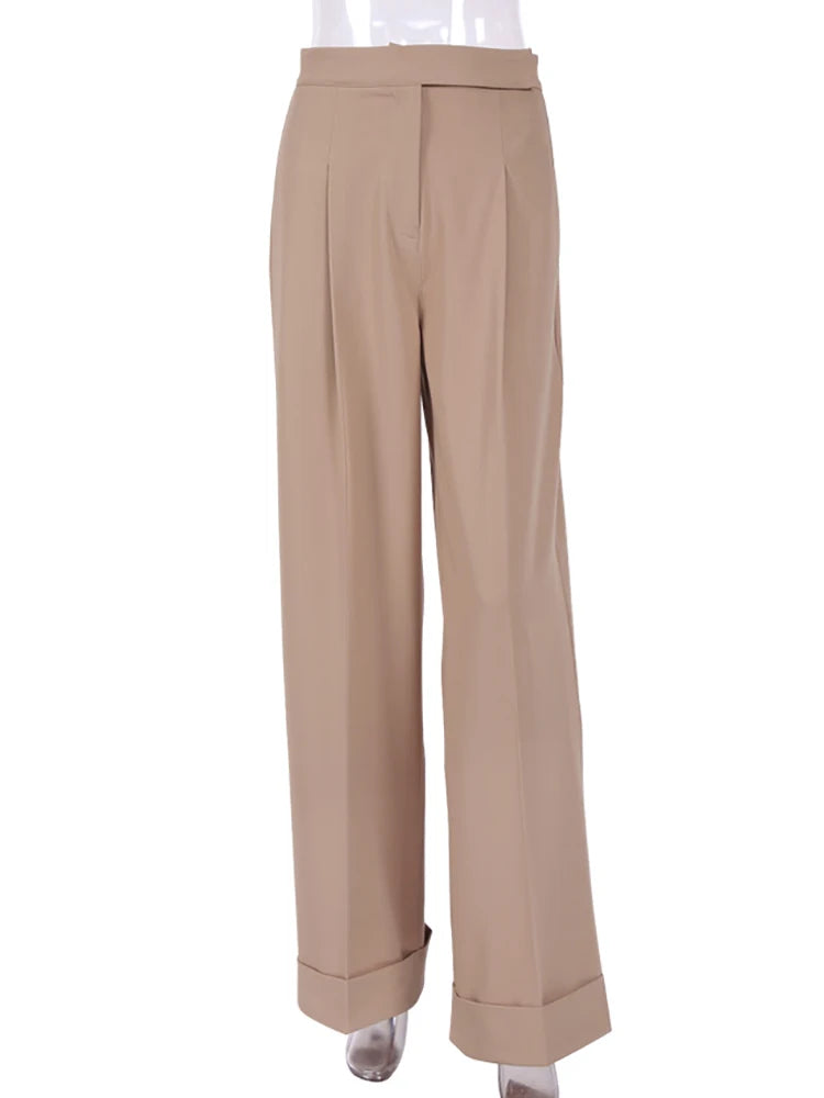 High Waist Pants Pleated Wide Leg