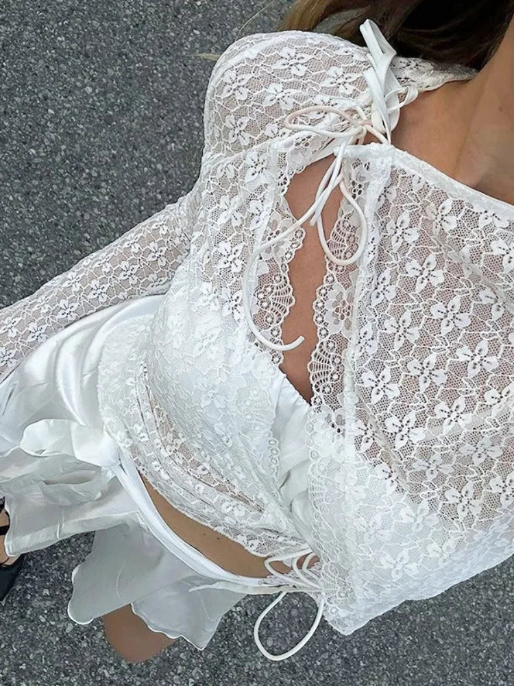 Lace Cut Out Blouse Top