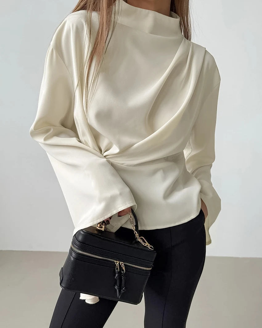 Chiffon Ruched Flare Sleeves Top