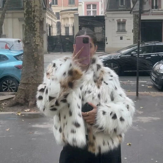 Leopard Print Faux Fur Jacket