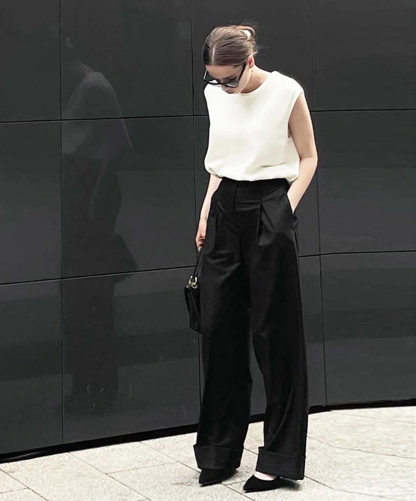 High Waist Pants Pleated Wide Leg