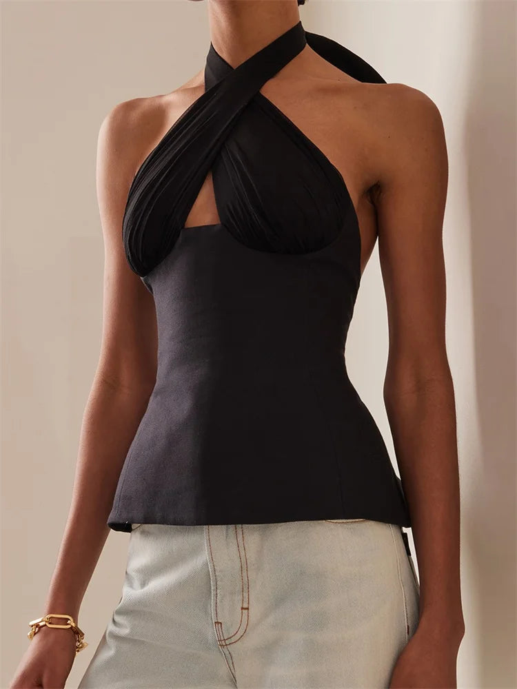 Backless Tie-up Halter Top