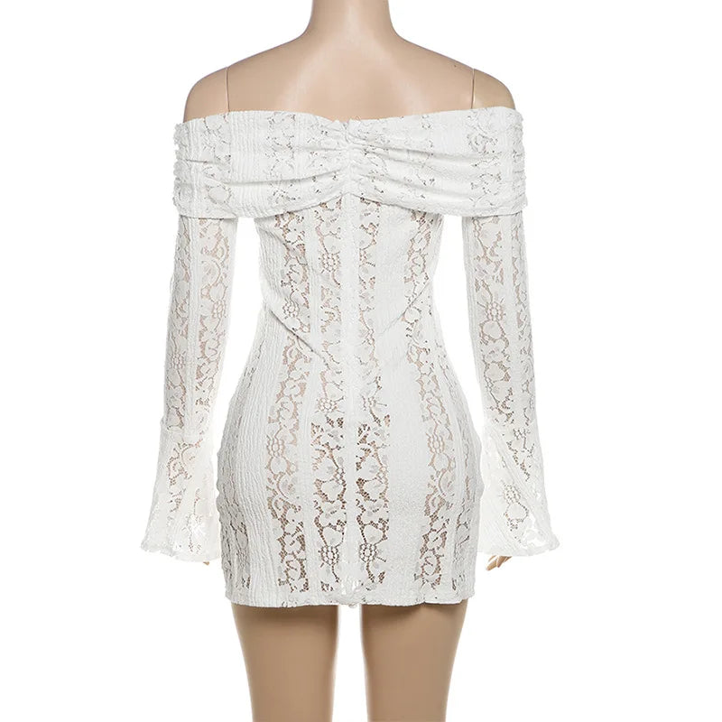 Off-Shoulder Mini Lace Dress