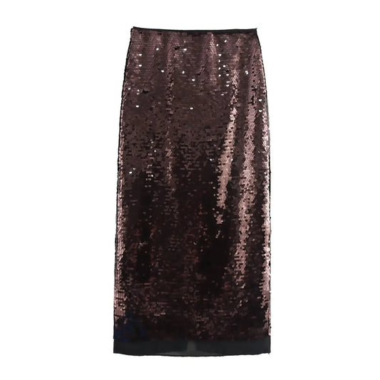 Sequin Pencil Midi Skirt