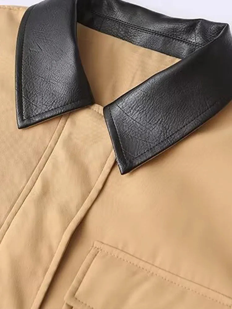 Field Jacket Multi Pocket With Leather Collar