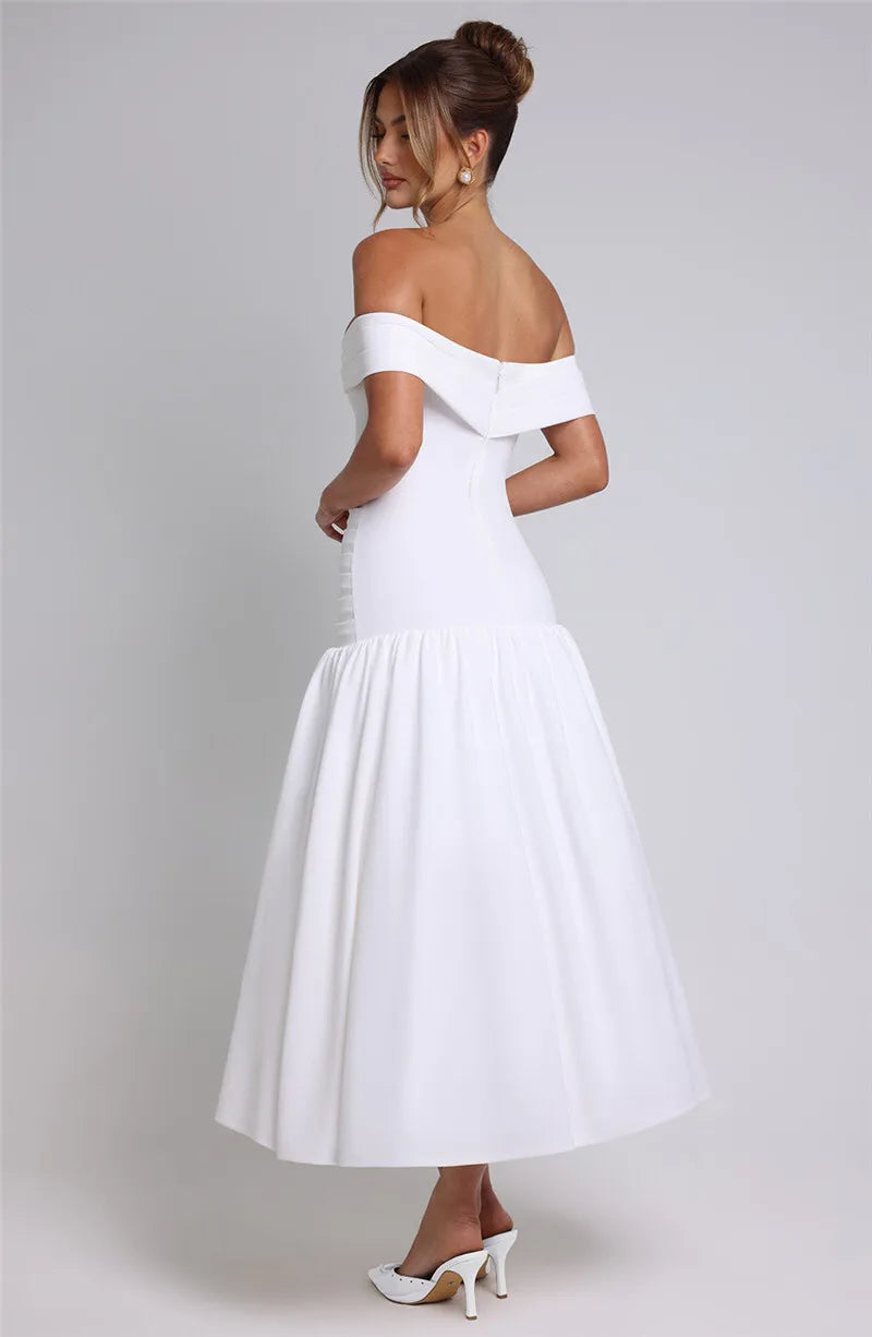 Off-shoulder Backless Sexy Midi Dress