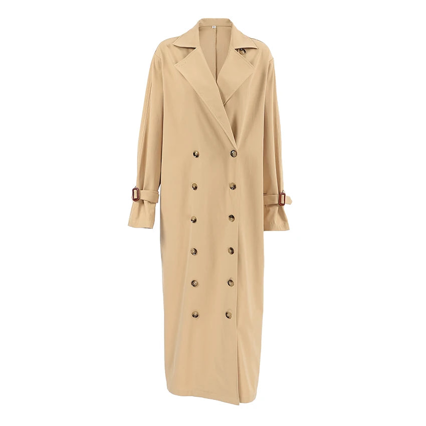 Double-Breasted Long Trench Coat