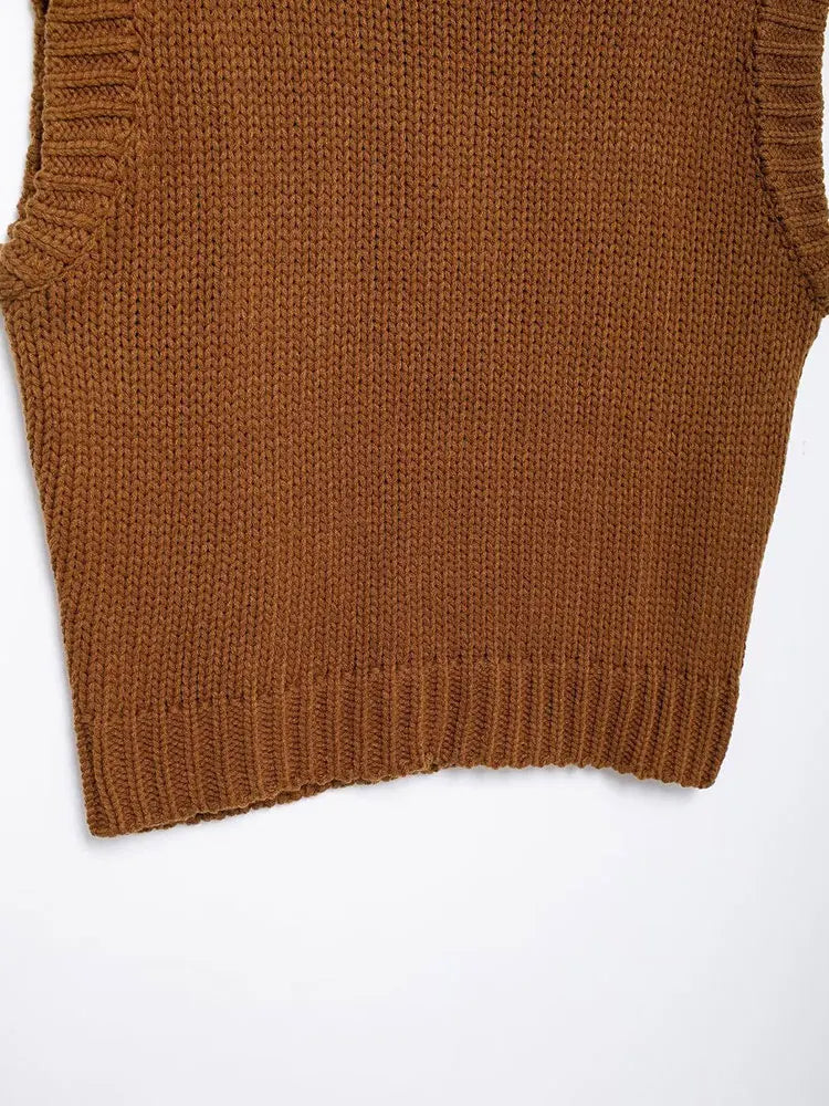 Turtleneck Knitted Vest Sleeveless Sweater