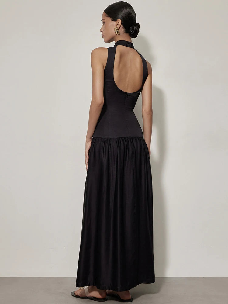 Cut Out Back Satin Maxi Dress