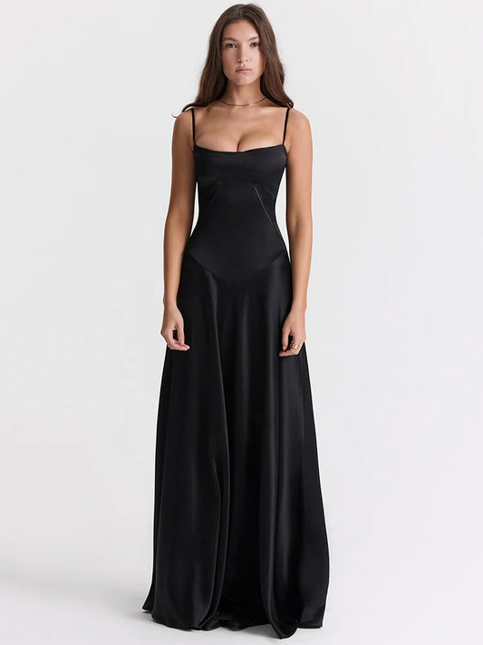 Lace-up Satin Maxi Dress