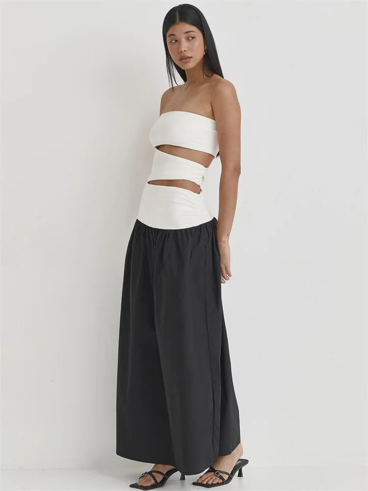 Cut Out Contrast Long Dress