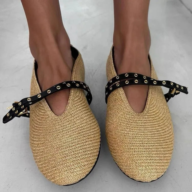 Woven Flats With Belt