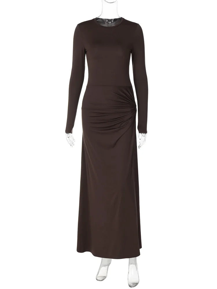 Maxi Dress With Long Sleeve and Side Slit